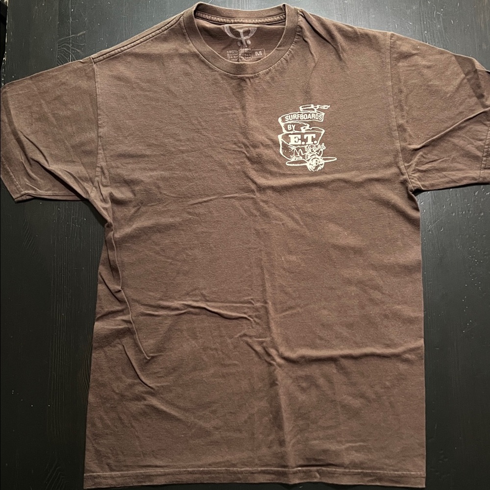 E.T. Surfboards Hermosa Beach, CA Brown Graphic T-Shirt